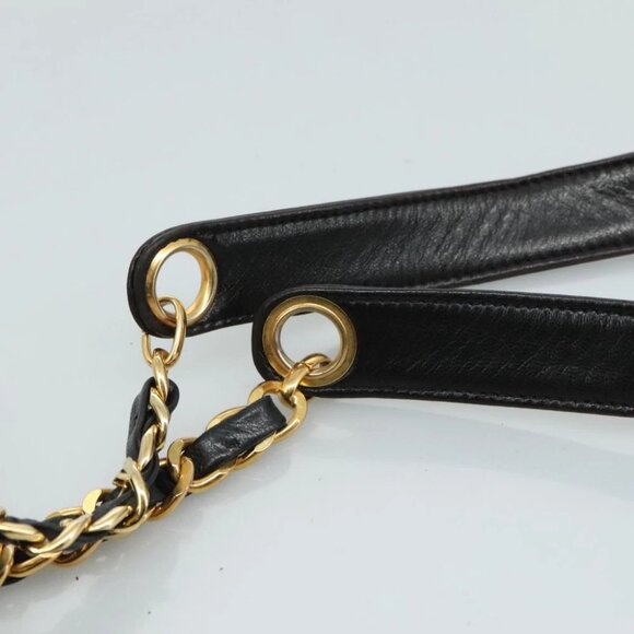 CHANEL COCO Mark Chain Shoulder Bag Lamb Skin Black Gold CC Auth 109490 - Picture 9 of 15